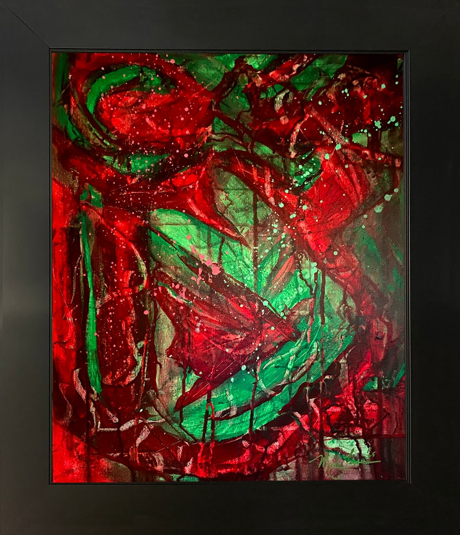 Mark Lewis – Original Abstract Painting on Canvas, Hand-Signed: Original abstract painting by Mark Lewis. This is a one-of-a-kind original work, hand-signed by the artist and accompanied by a certificate of authenticity. 025-25 Contemporary original abstract paint