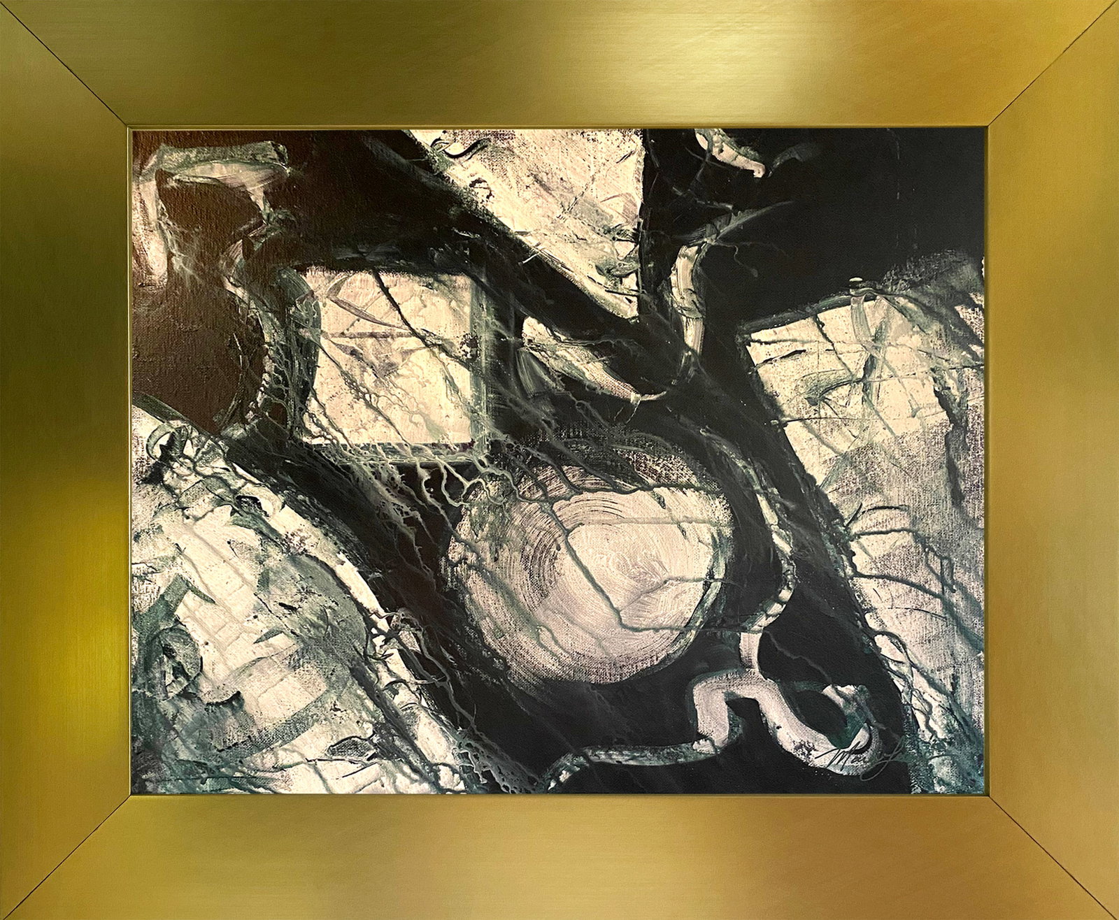 Mark Lewis – Original Abstract Painting on Canvas, Hand-Signed: Original abstract painting by Mark Lewis. This is a one-of-a-kind original work, hand-signed by the artist and accompanied by a certificate of authenticity. 029-25 Contemporary original abstract paint