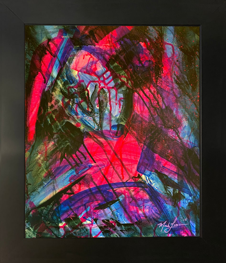 Mark Lewis – Original Abstract Painting on Canvas, Hand-Signed: Original abstract painting by Mark Lewis. This is a one-of-a-kind original work, hand-signed by the artist and accompanied by a certificate of authenticity. 033-25 Contemporary original abstract paint