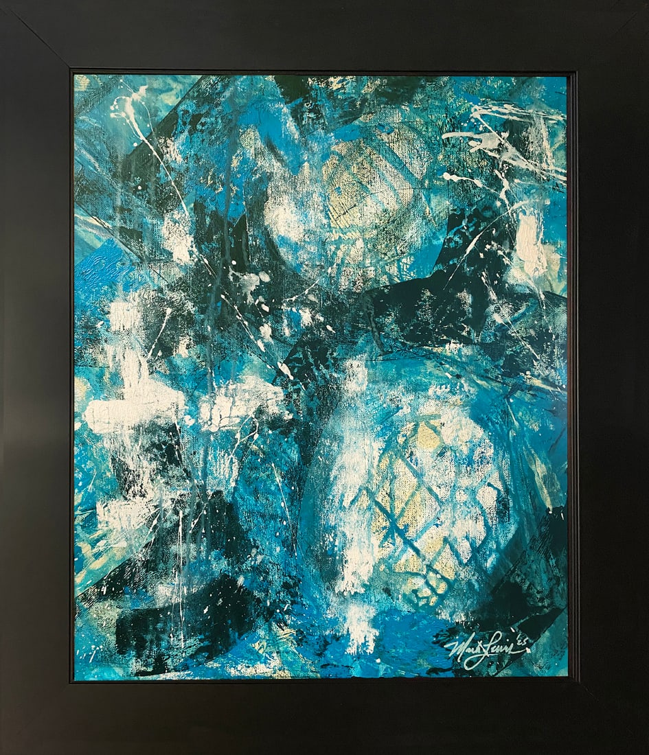 Mark Lewis – Original Abstract Painting on Canvas, Hand-Signed: Original abstract painting by Mark Lewis. This is a one-of-a-kind original work, hand-signed by the artist and accompanied by a certificate of authenticity. 051-25 Contemporary original abstract paint