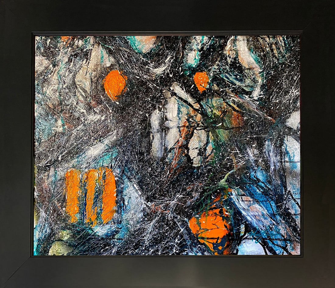 Mark Lewis – Original Abstract Painting on Canvas, Hand-Signed: Original abstract painting by Mark Lewis. This is a one-of-a-kind original work, hand-signed by the artist and accompanied by a certificate of authenticity. 016-25 Contemporary original abstract paint