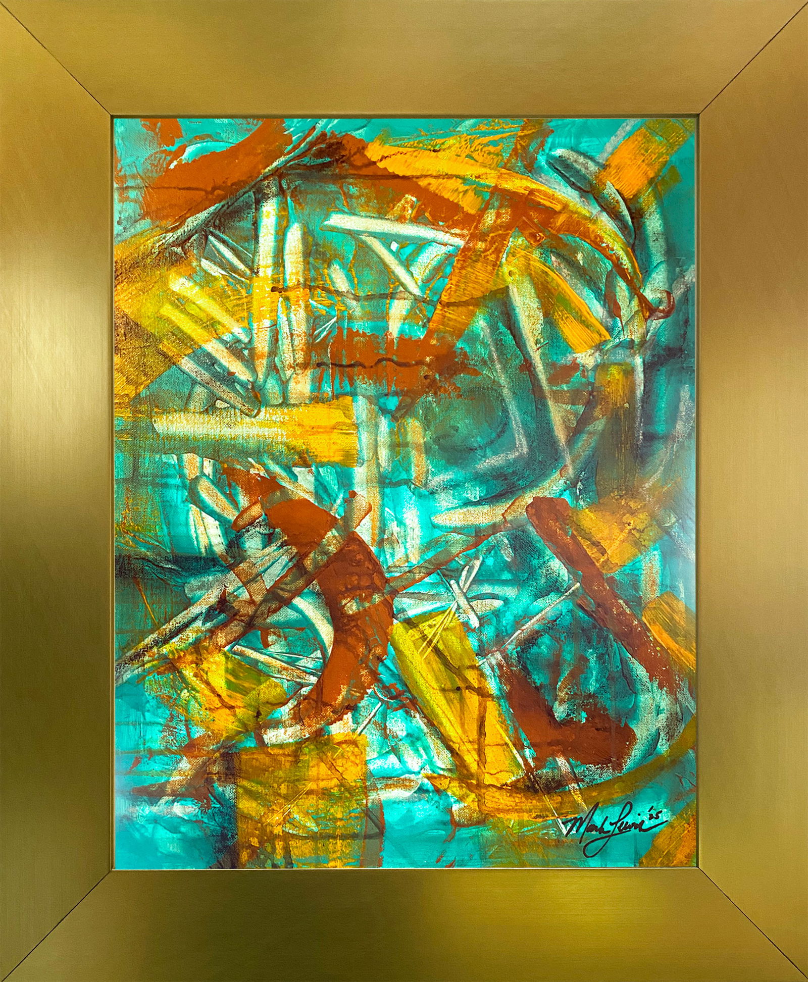 Mark Lewis – Original Abstract Painting on Canvas, Hand-Signed (1 of 7)