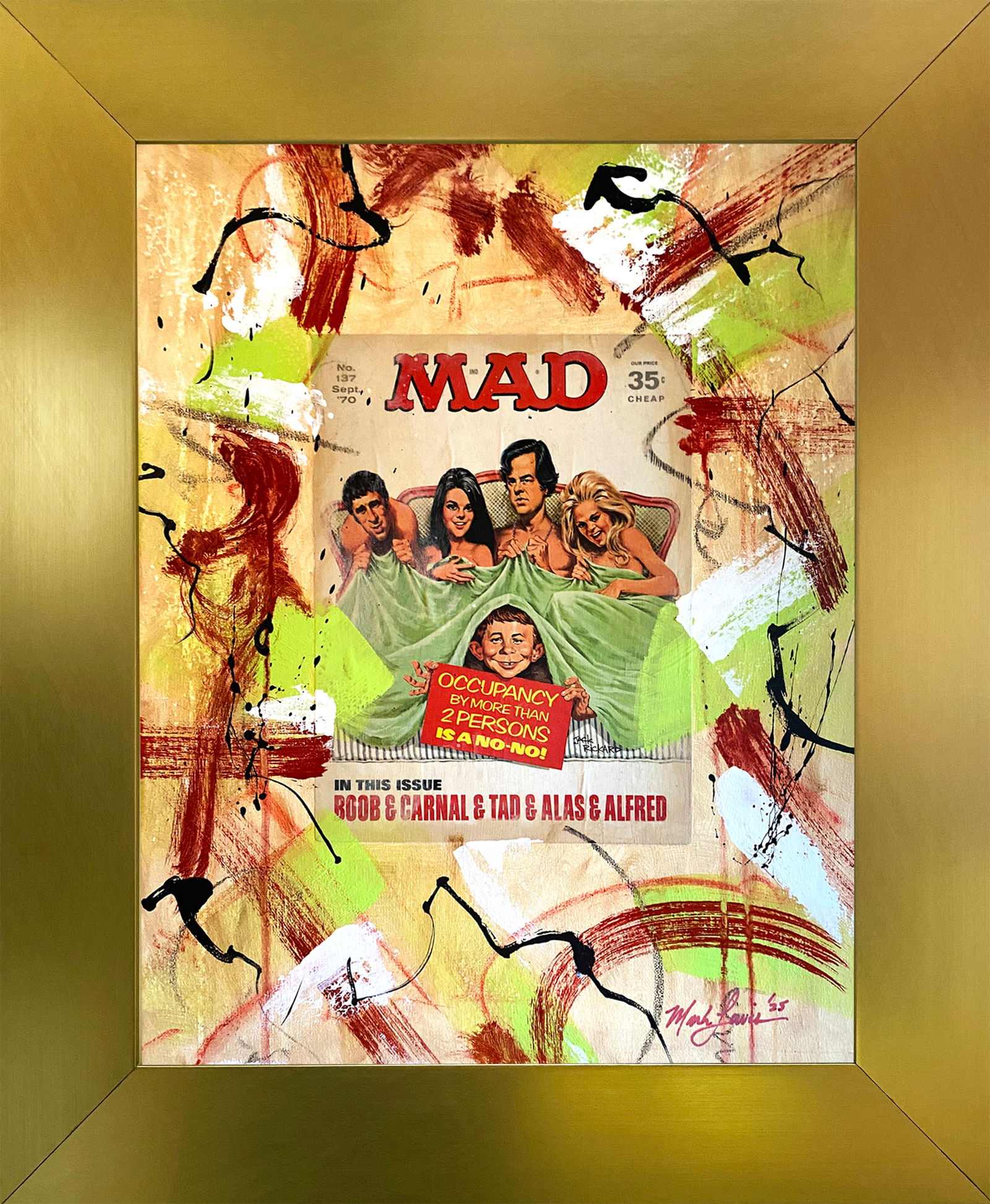 Mark Lewis – Original Abstract Painting on Canvas, Hand-Signed: Original abstract painting by Mark Lewis. This is a one-of-a-kind original work, hand-signed by the artist and accompanied by a certificate of authenticity. 066-25 Contemporary original abstract paint