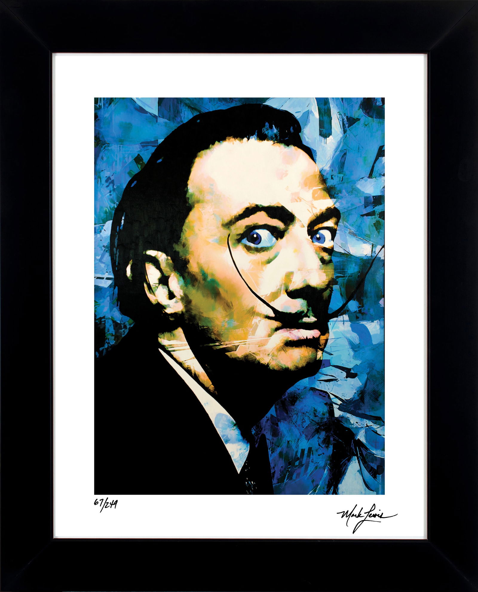 Mark Lewis – Signed Limited Edition Abstract Artwork on Fine Art Paper: Signed limited edition abstract artwork by Mark Lewis. This work is part of a numbered limited edition and is hand-signed by the artist. Custom framed display measures 22" x 27" in size with a matte b