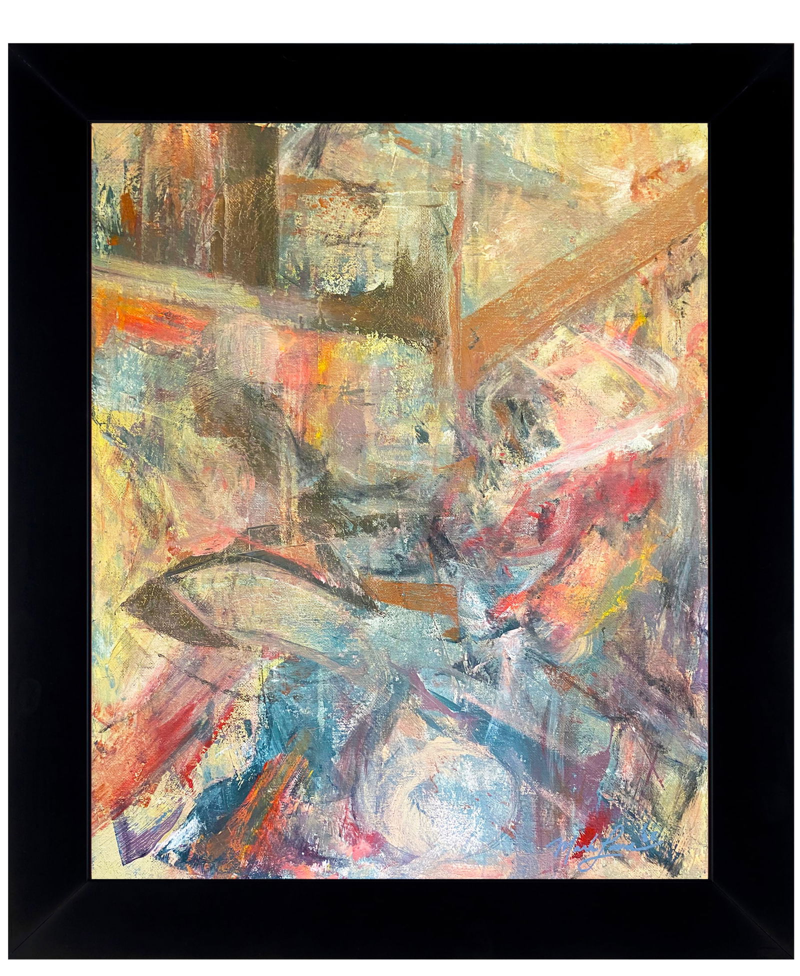 Mark Lewis – Original Abstract Painting on Canvas, Hand-Signed (1 of 7)