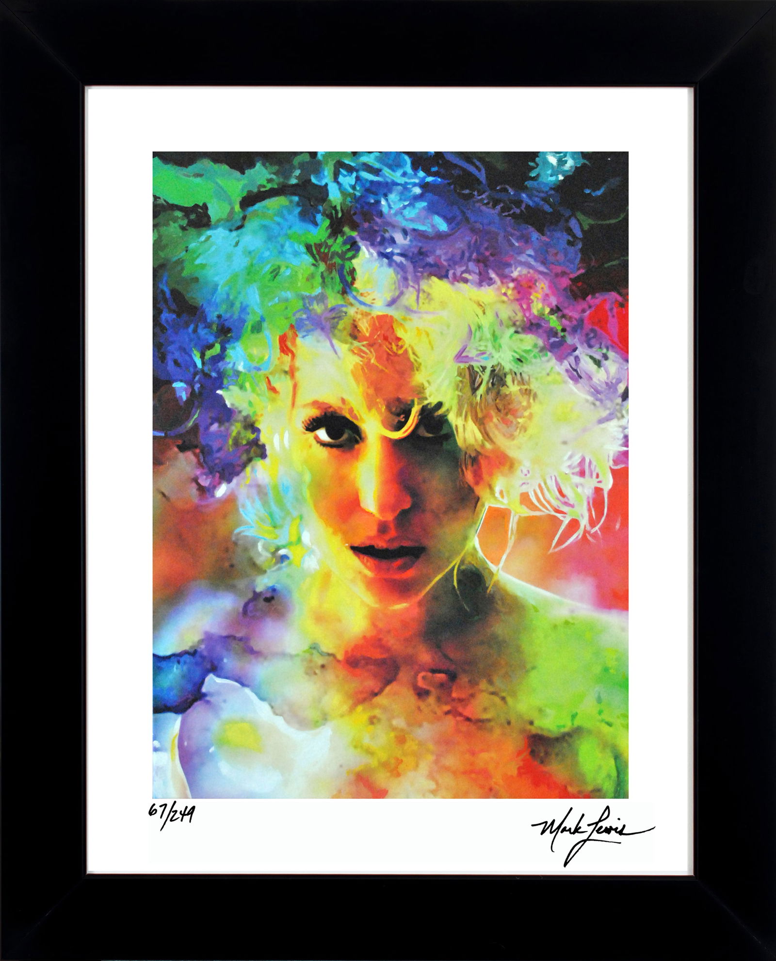 Mark Lewis – Signed Limited Edition Abstract Artwork on Fine Art Paper: Signed limited edition abstract artwork by Mark Lewis. This work is part of a numbered limited edition and is hand-signed by the artist. Custom framed display measures 27" x 22" in size with a matte b