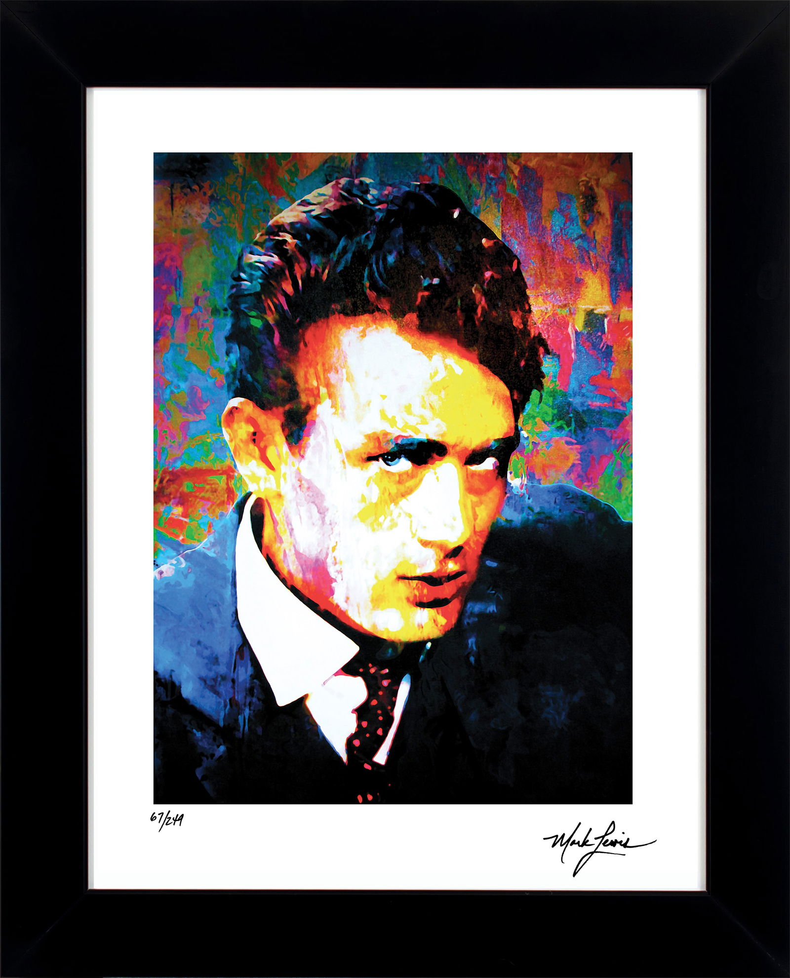 Mark Lewis – Signed Limited Edition Abstract Artwork on Fine Art Paper: Signed limited edition abstract artwork by Mark Lewis. This work is part of a numbered limited edition and is hand-signed by the artist. Custom framed display measures 27" x 22" in size with a matte b