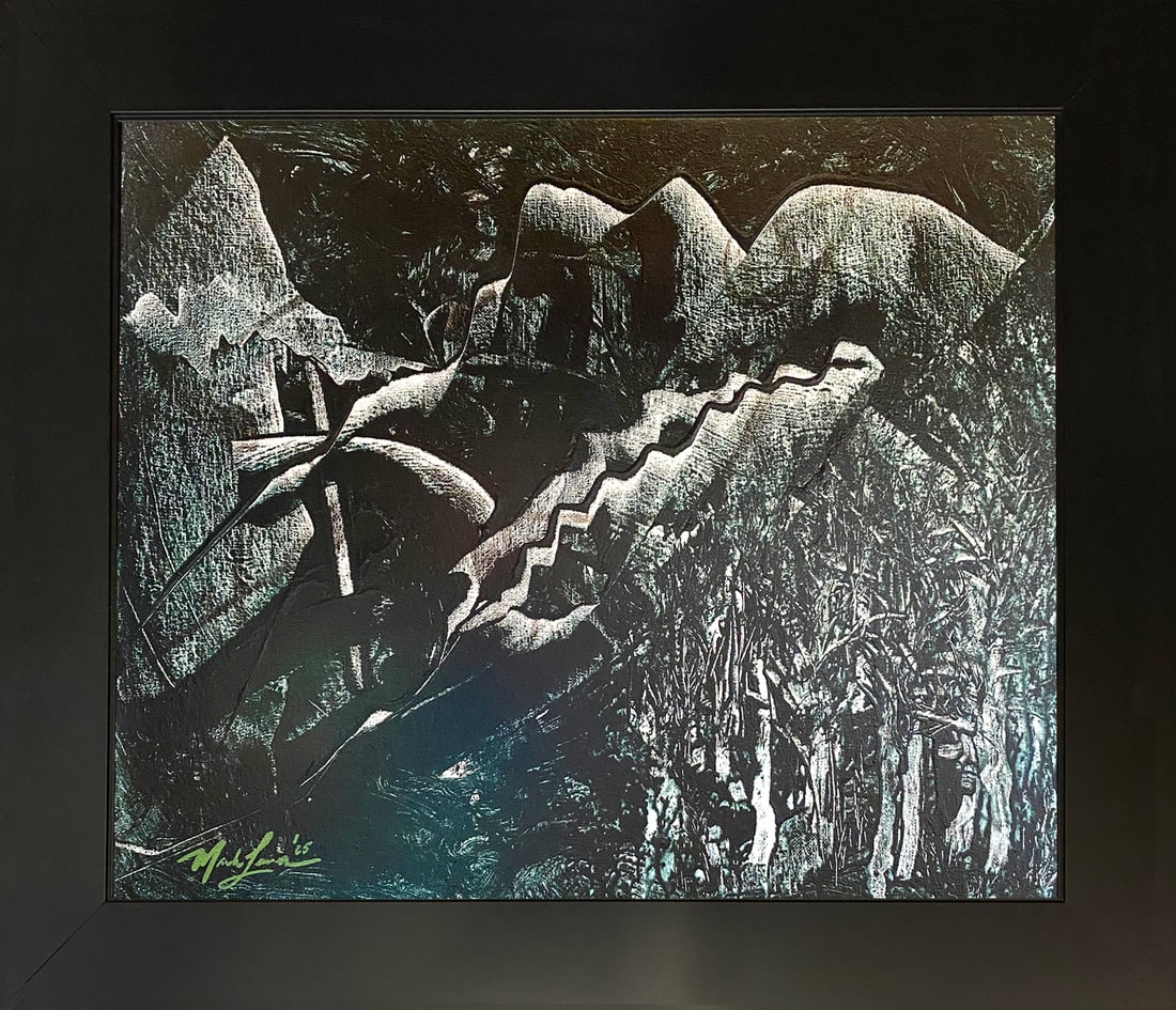 Mark Lewis – Original Abstract Painting on Canvas, Hand-Signed: Original abstract painting by Mark Lewis. This is a one-of-a-kind original work, hand-signed by the artist and accompanied by a certificate of authenticity. 030-25 Contemporary original abstract paint