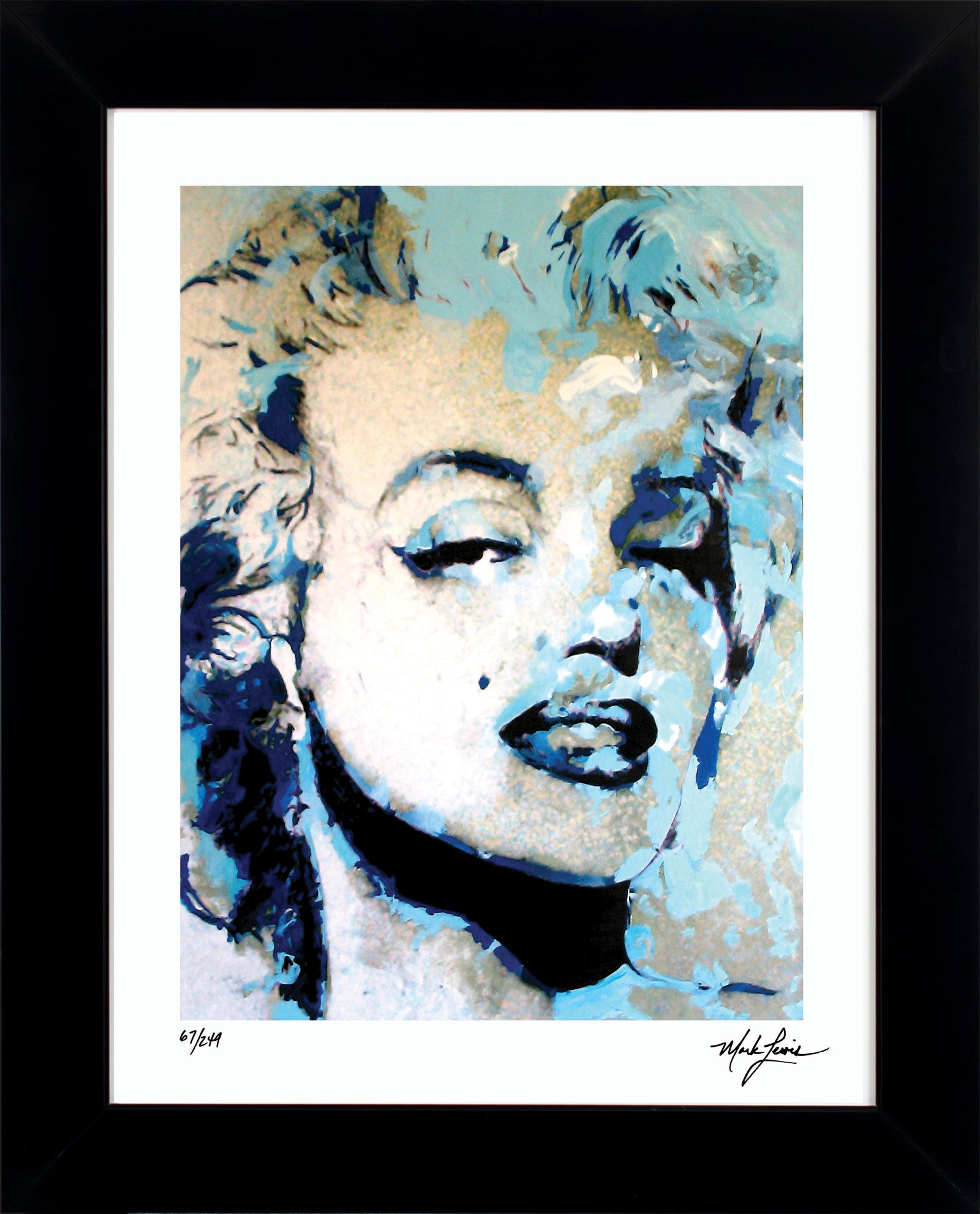 Mark Lewis – Signed Limited Edition Abstract Artwork on Fine Art Paper: Signed limited edition abstract artwork by Mark Lewis. This work is part of a numbered limited edition and is hand-signed by the artist. Custom framed display measures 27" x 22" in size with a matte b