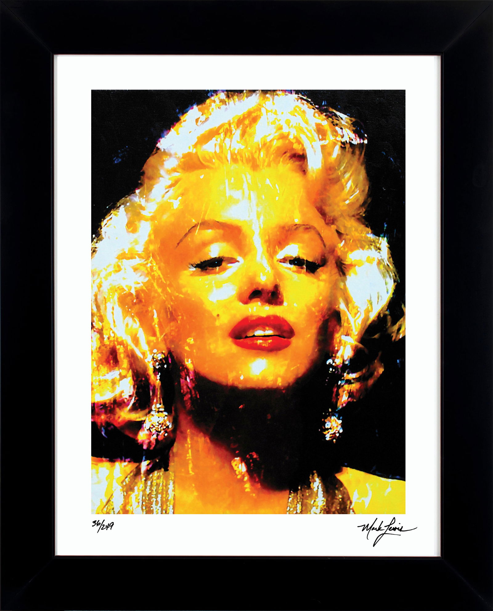 Mark Lewis – Signed Limited Edition Abstract Artwork on Fine Art Paper: Signed limited edition abstract artwork by Mark Lewis. This work is part of a numbered limited edition and is hand-signed by the artist. Custom framed display measures 27" x 22" in size with a matte b