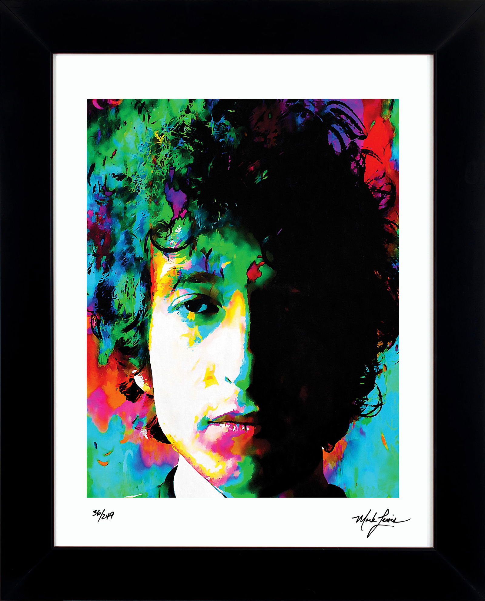 Mark Lewis – Signed Limited Edition Abstract Artwork on Fine Art Paper: Signed limited edition abstract artwork by Mark Lewis. This work is part of a numbered limited edition and is hand-signed by the artist. Custom framed display measures 27" x 22" in size with a matte b