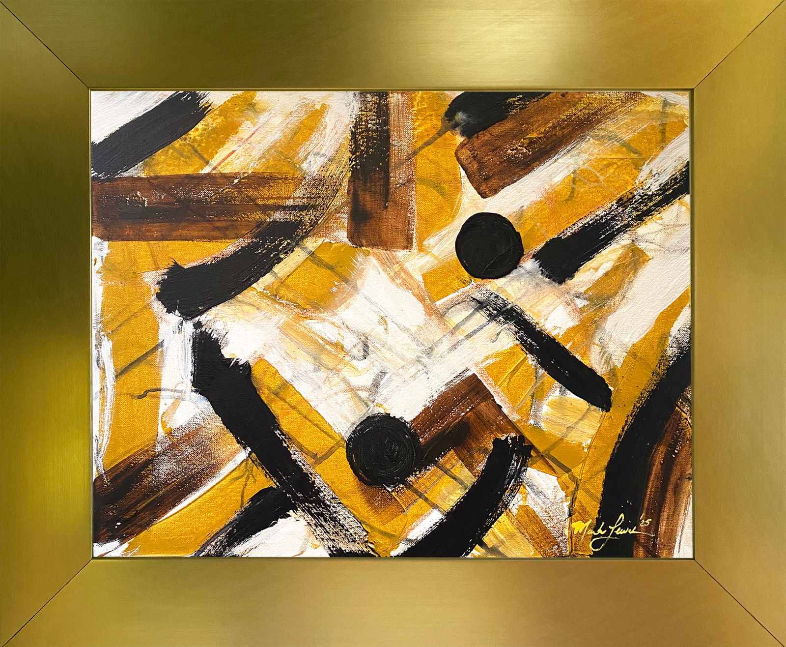 Mark Lewis – Original Abstract Painting on Canvas, Hand-Signed: Original abstract painting by Mark Lewis. This is a one-of-a-kind original work, hand-signed by the artist and accompanied by a certificate of authenticity. 057-25 Contemporary original abstract paint