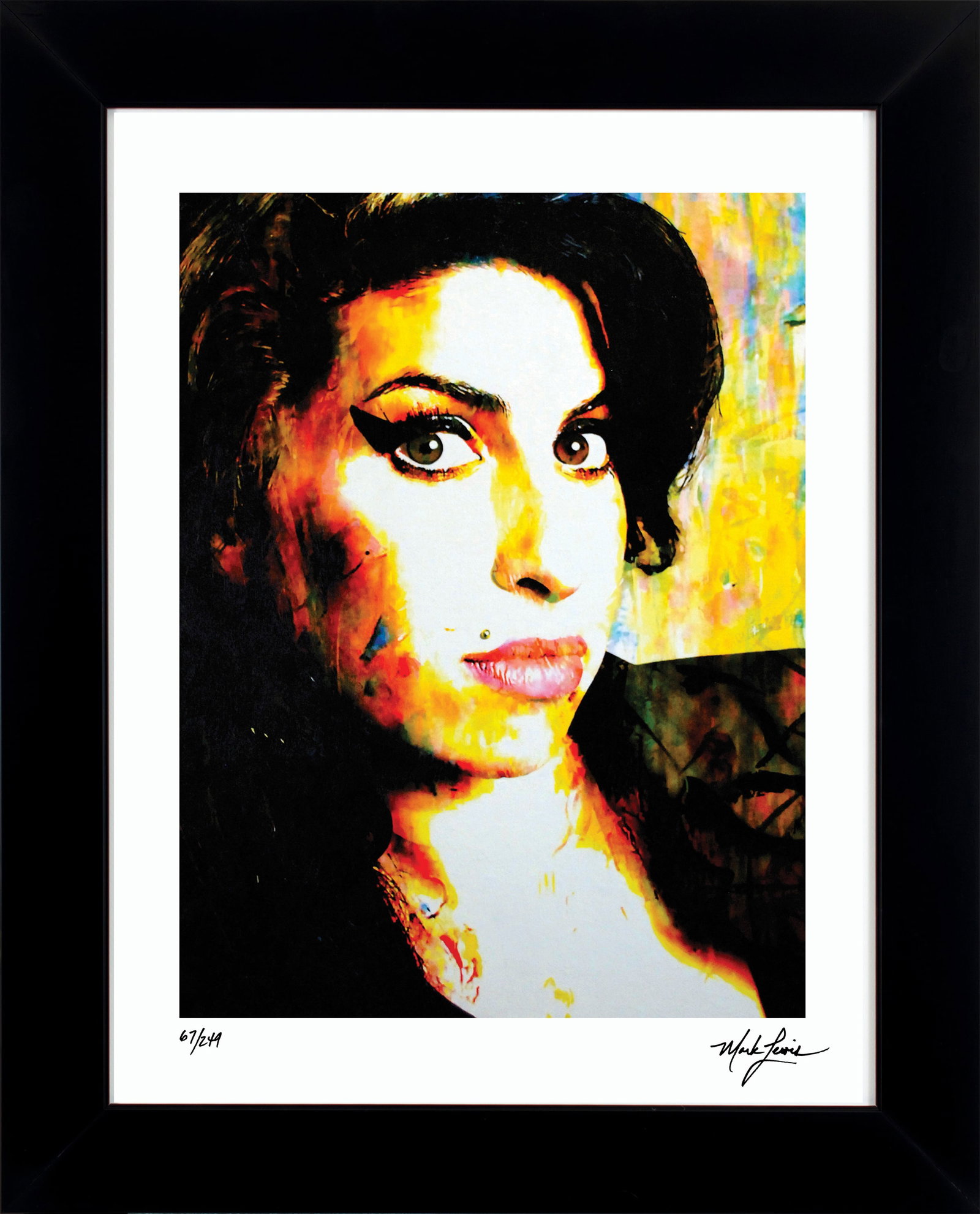 Mark Lewis – Signed Limited Edition Abstract Artwork on Fine Art Paper: Signed limited edition abstract artwork by Mark Lewis. This work is part of a numbered limited edition and is hand-signed by the artist. Custom framed display measures 27" x 22" in size with a matte b