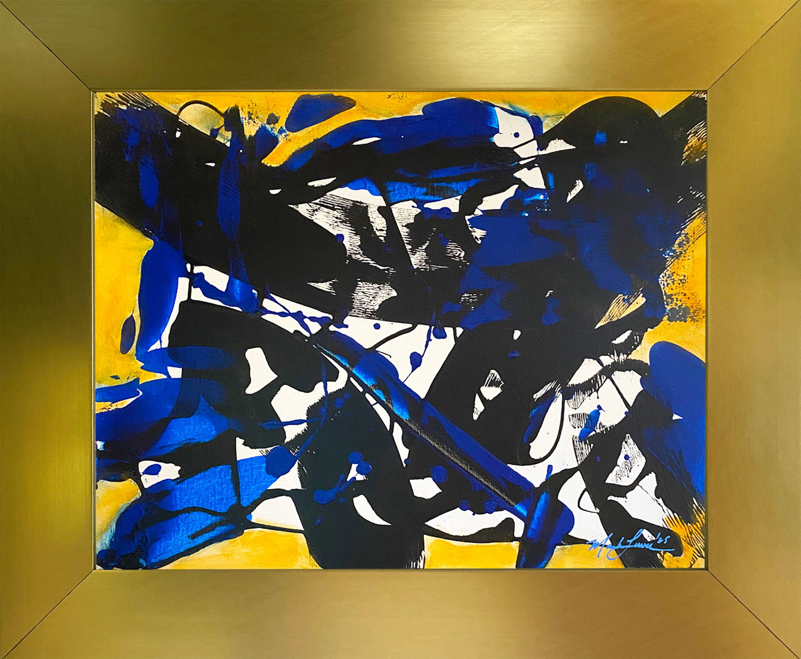 Mark Lewis – Original Abstract Painting on Canvas, Hand-Signed: Original abstract painting by Mark Lewis. This is a one-of-a-kind original work, hand-signed by the artist and accompanied by a certificate of authenticity. 031-25 Contemporary original abstract paint