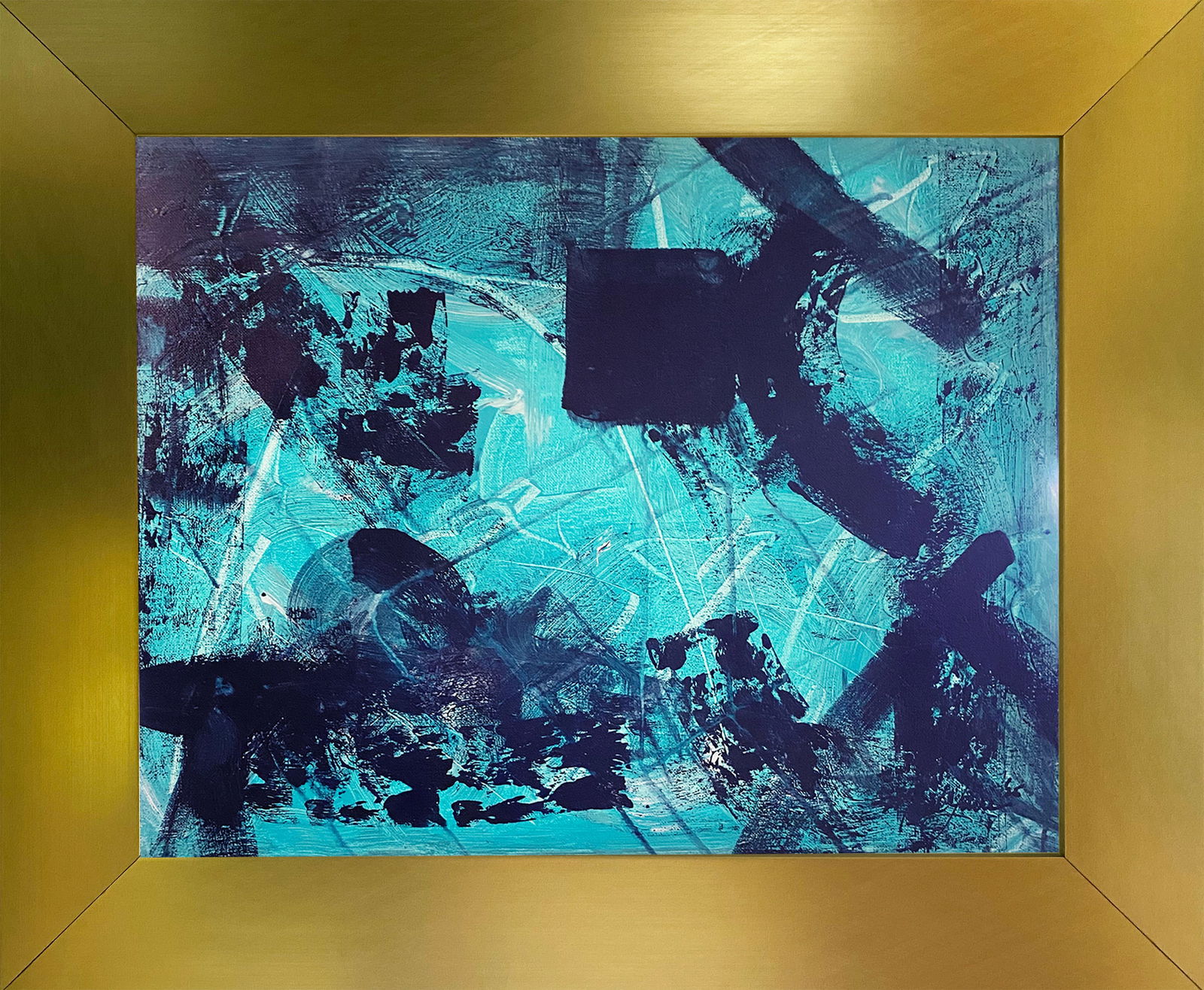 Mark Lewis – Original Abstract Painting on Canvas, Hand-Signed: Original abstract painting by Mark Lewis. This is a one-of-a-kind original work, hand-signed by the artist and accompanied by a certificate of authenticity. 045-25 Contemporary original abstract paint