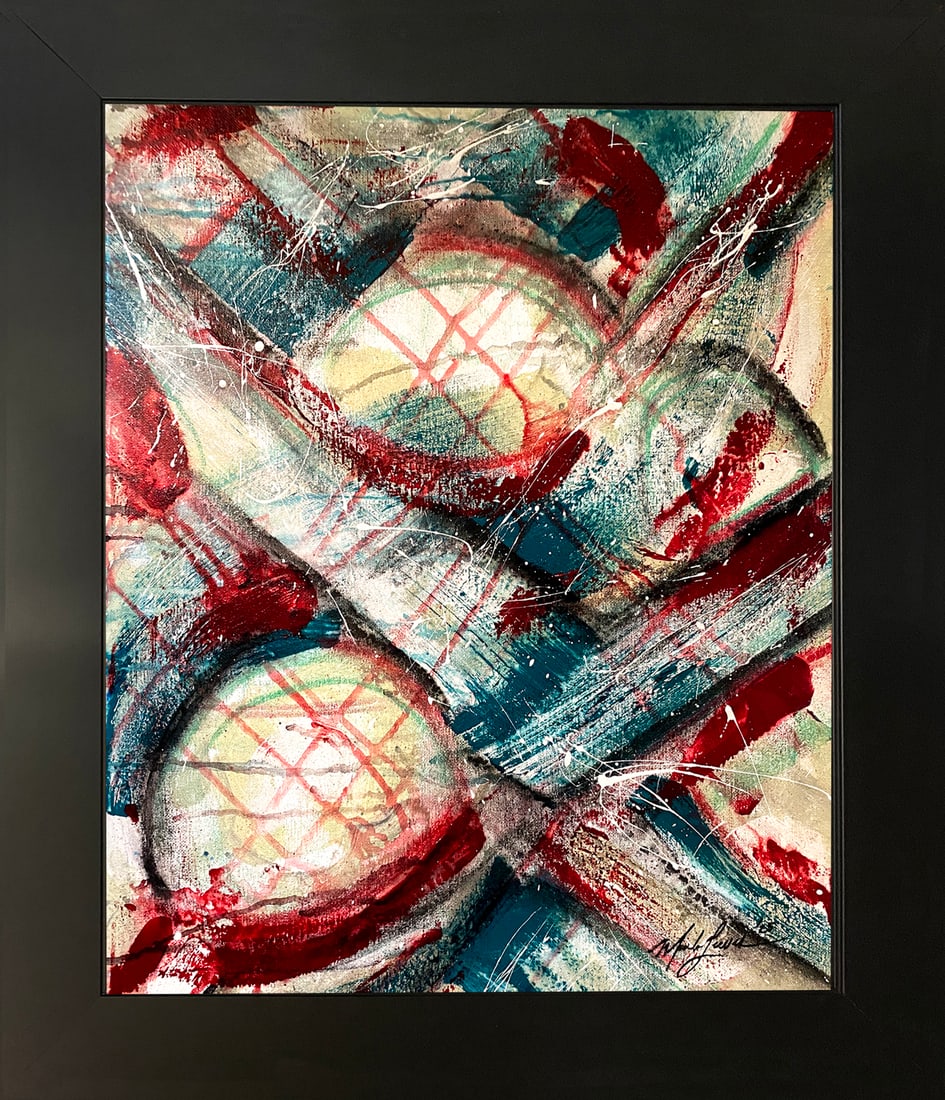 Mark Lewis – Original Abstract Painting on Canvas, Hand-Signed: Original abstract painting by Mark Lewis. This is a one-of-a-kind original work, hand-signed by the artist and accompanied by a certificate of authenticity. 054-25 Contemporary original abstract paint