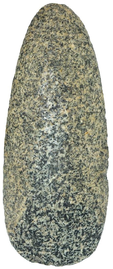 6" Ridged Celt.  Ohio.  Well polished speckled Granite. (1 of 2)