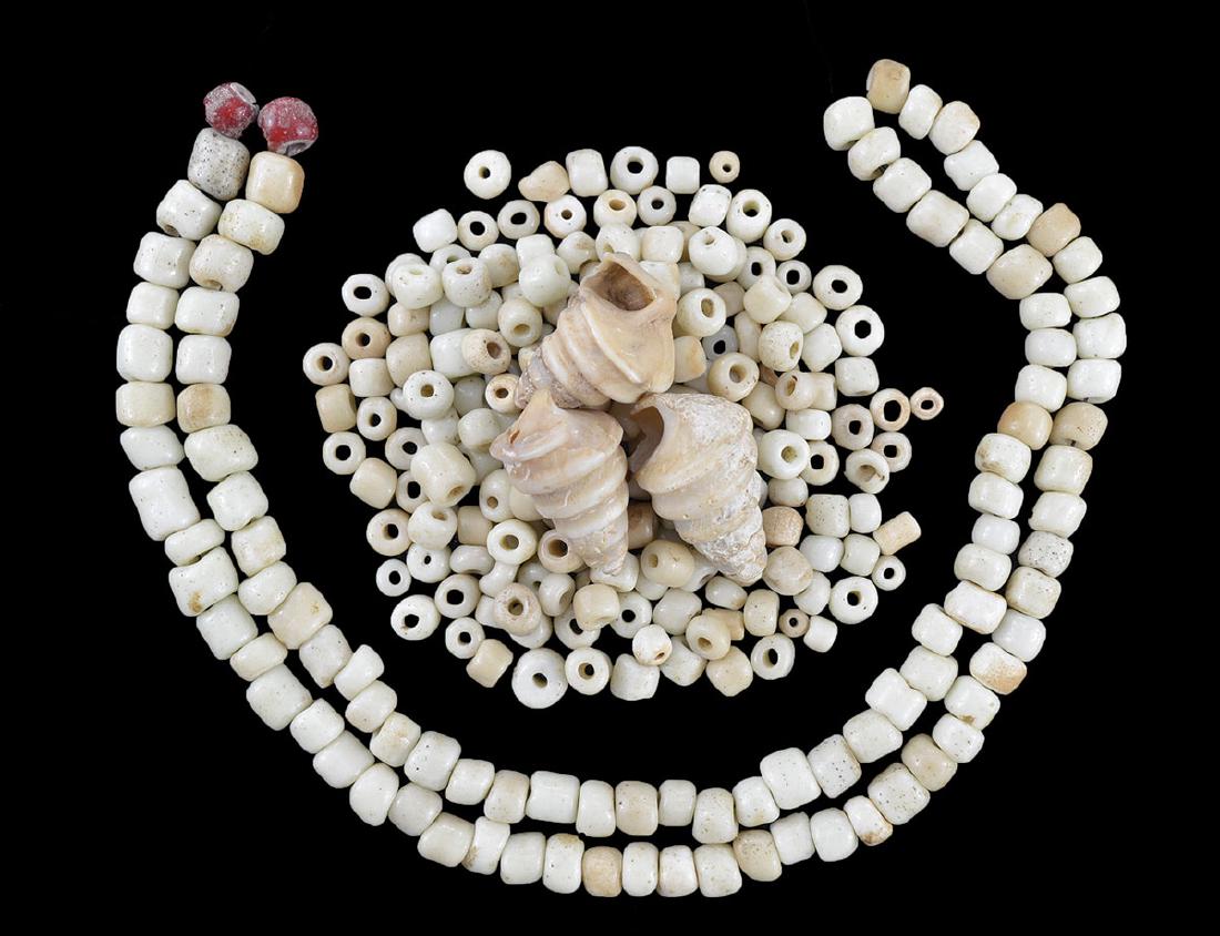 22 1/2" Trade Bead Necklace. Ex-Greg Perino: 22 1/2" Native American Trade Bead Necklace. Older, porcelain beads. Ex-Lonnie Hartline, Greg Perino Collections
