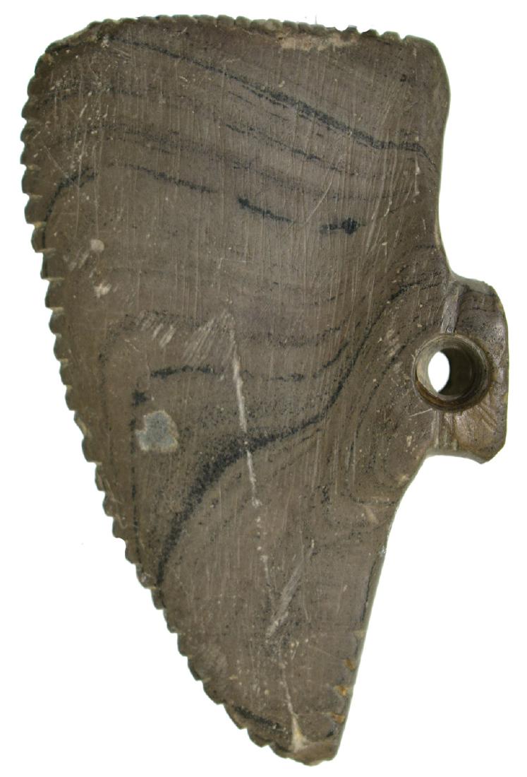 3 1/2" Salvaged Notched Wing Bannerstone.  OH.  Tallied (1 of 3)