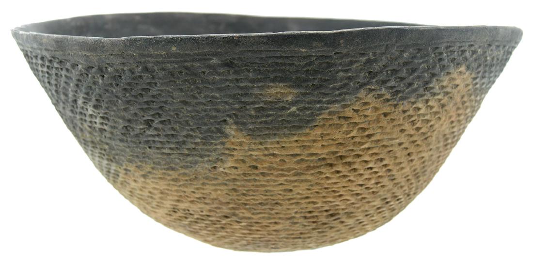 11 1/2" D.  Anasazi Corrugated Bowl with black slip (1 of 3)