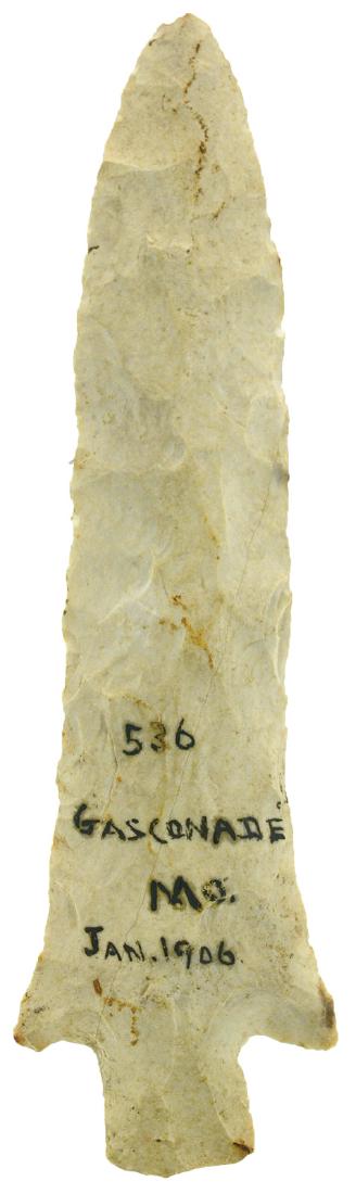 5 1/4" Etley.  Gasconade, MO.  Found in 1906.  Davis G7 (1 of 3)