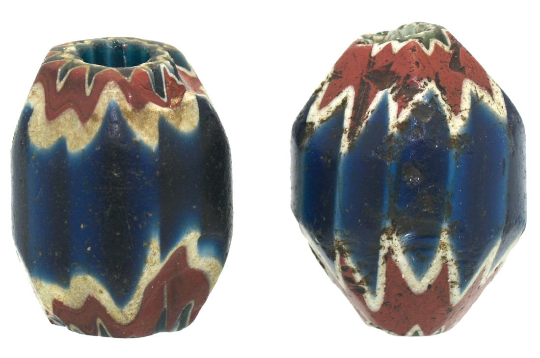 2 Very large Venetian Chevron Beads.  Very old (1600's) (1 of 3)