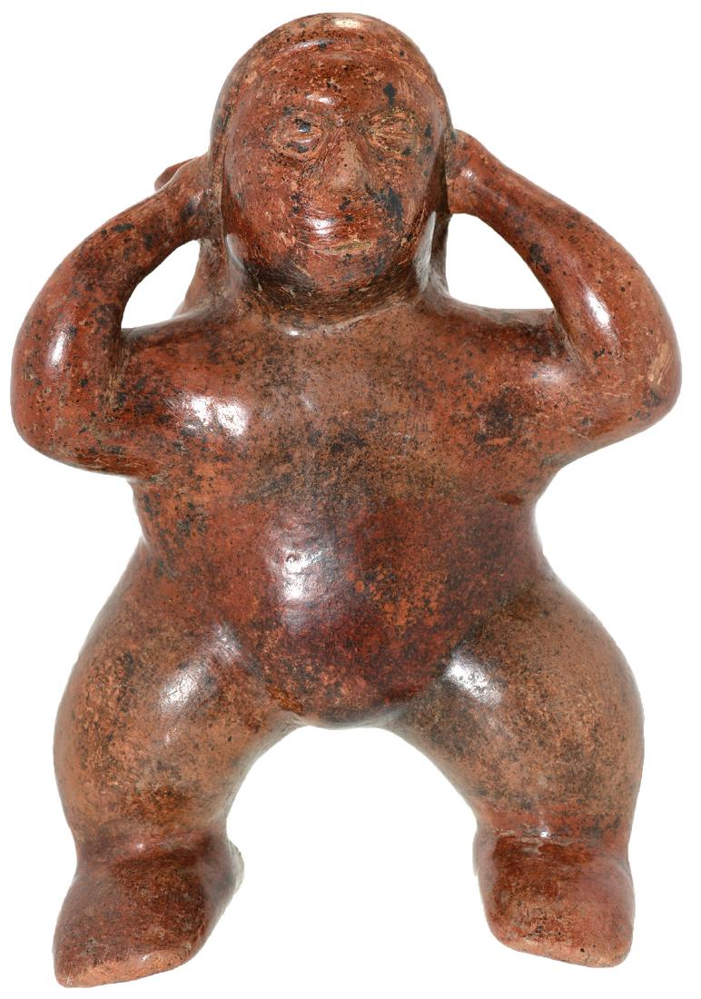 10 1/4" H. Colima Redware Cargadora. Pre-Columbian. (1 of 3)