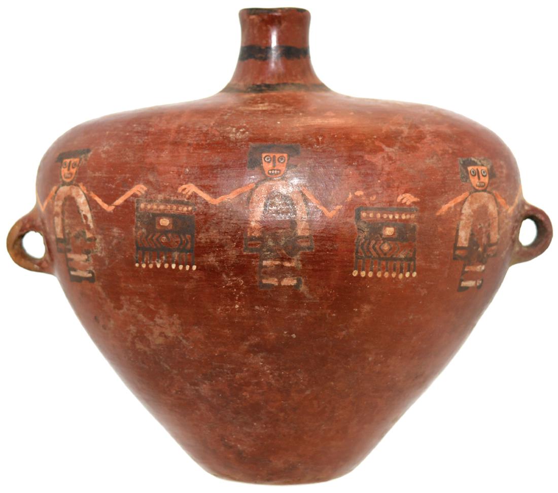 6 1/2" H. Incan Bottle.  Peru.  Detailed, artistic (1 of 4)
