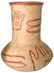 7 1/8" H. Quapaw Bottle. Lee Co, AR. Hands and bones