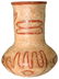 7 1/8" H. Quapaw Bottle. Lee Co, AR. Hands and bones - 2
