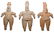 3 Ceramic Figurines. 6 1/4"-6 5/8". MX. Jalisco.