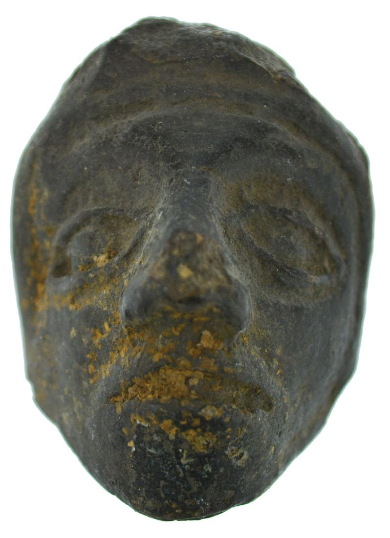 1 3/4" Mississippian Ceramic Face.  Old tag reads, (1 of 2)