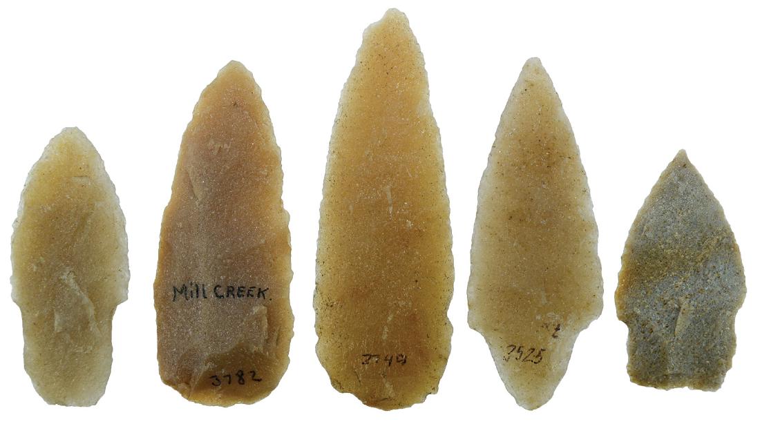 Group of 5 Hixton Quartzite Points (2"-3 1/2").  WI/MN. (1 of 1)