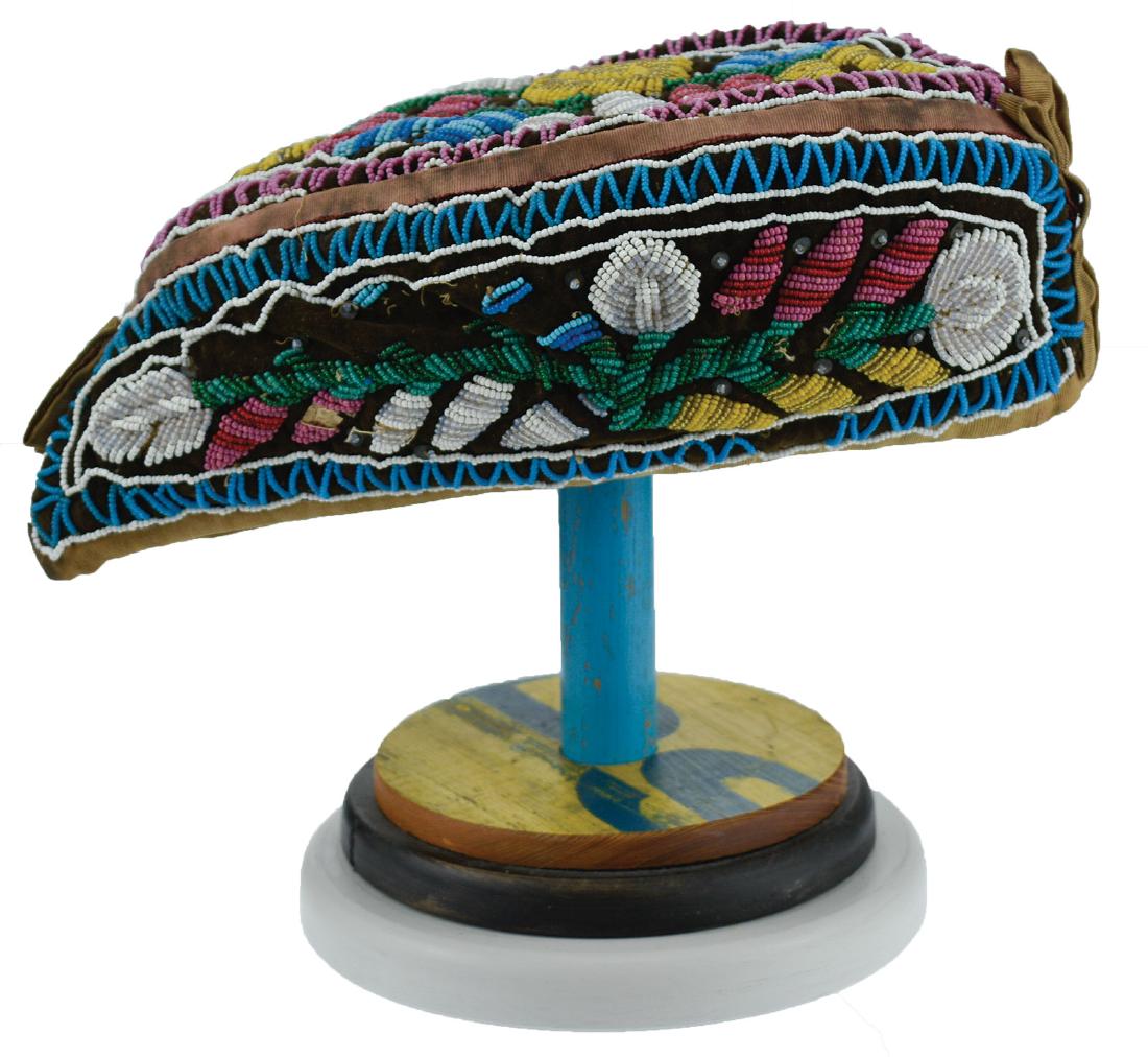 10" L. Finely Beaded Glengarry Cap. Mohawk/Oneida.