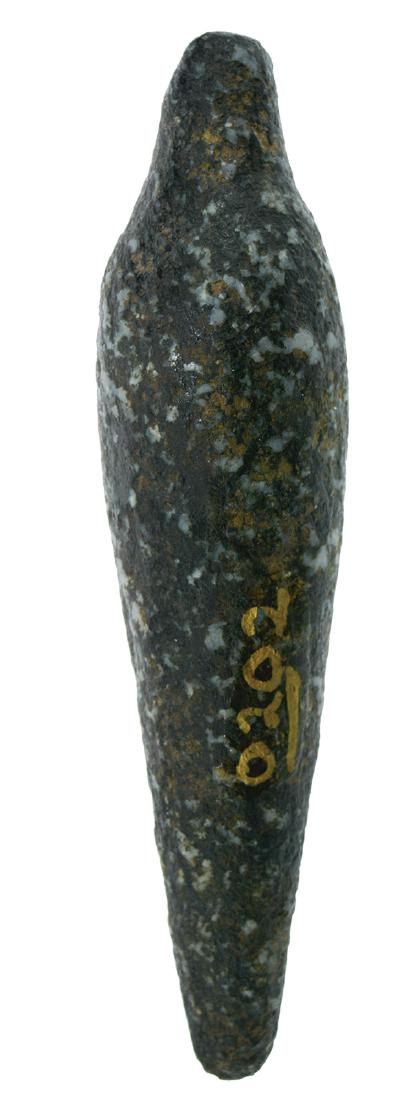 5 5/8" Charmstone.  Tulare Co, CA.  White speckled (1 of 3)