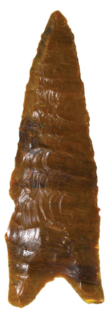 3 1/8" Dalton.  Western KS.  Cross flaked across face. (1 of 3)