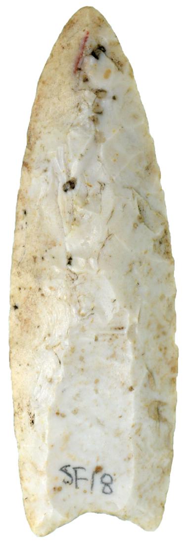 3 1/8" Clovis.  Boone Co, IN.  Glossy white chert, nice (1 of 3)