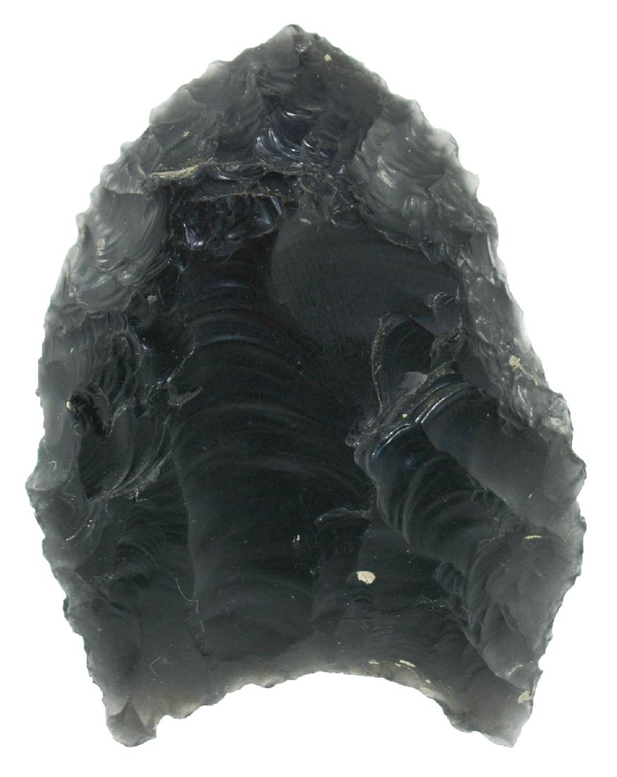 2 1/16" Clovis.  Kings Co, CA.  Rogers COA.  Obsidian. (1 of 3)