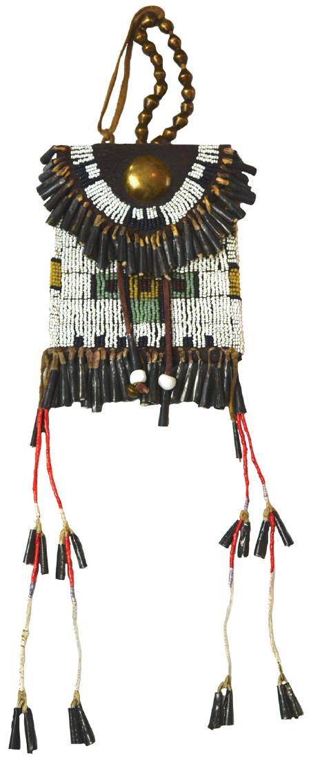 Sioux Strike a Lite Bag.  Beaded on (harness) leather. (1 of 3)