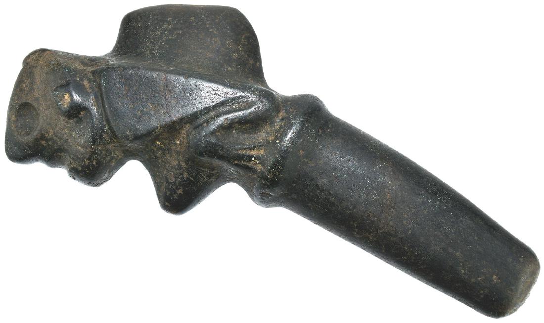 10 1/2" Taino Monolithic Effigy Axe.  Detailed. (1 of 2)