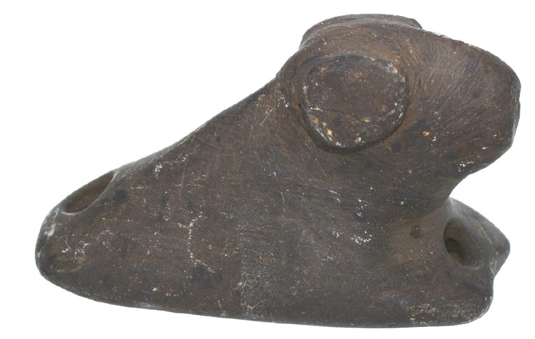 2 3/4" Bust Birdstone.  IN.  Brown slate.  Holes (1 of 2)