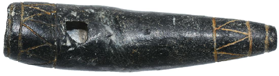 4 1/2" Obtuse Angle Pipe.  Engraved Steatite.  Kanawah, (1 of 4)