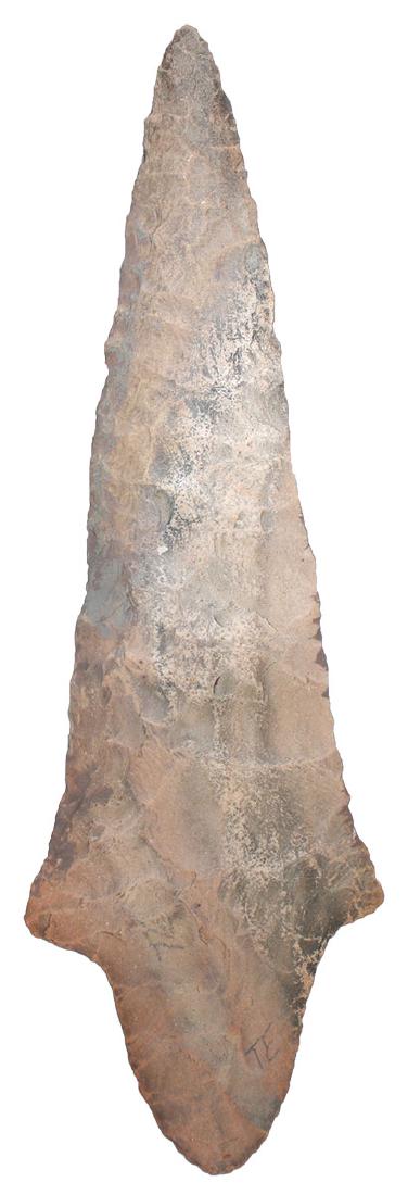 5 7/8" Dickson.  Adams Co, IL.  Striped chert.  Ex-Tom (1 of 3)