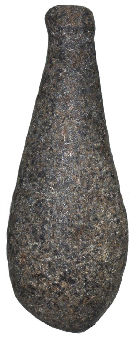 4 1/4" Flat Sided Grooved Plummet.  Northern IN.  Black (1 of 2)