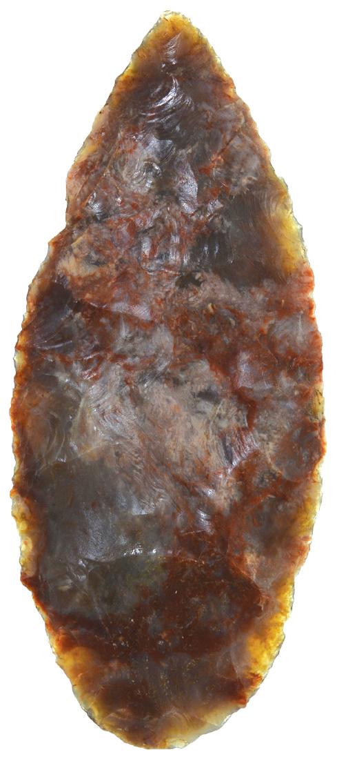 4 5/8" Adena Blade.  OH.  Vividly colored Moss Agate (1 of 4)