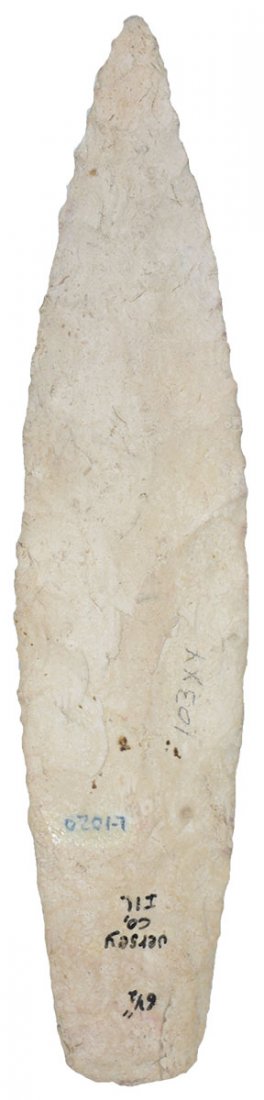 6 1/2" Sedalia. Jersey Co, IL. Nicely flaked. Good: 6 1/2" Sedalia. Jersey Co, IL. Nicely flaked. Good symmetry. Ex-Glen Leesman. Glen's collection can be seen in a couple of older Who's Who's. Putty G9 COA