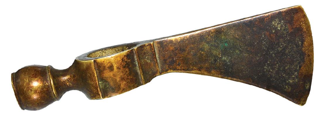 6 1/4" Brass Tomahawk Pipe Head.  Good condition. (1 of 2)