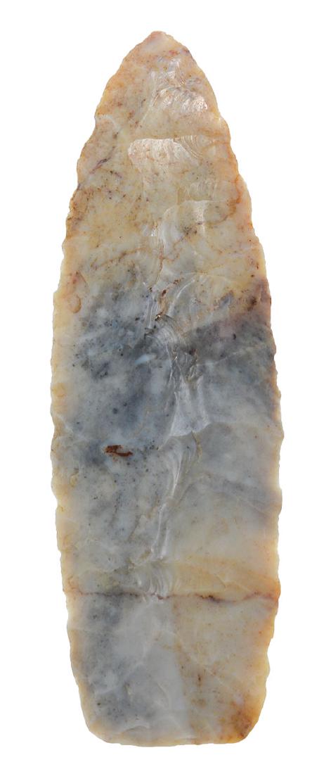 3 11/16" Paleo Lance.  OH.  Blue and white Flintridge. (1 of 2)