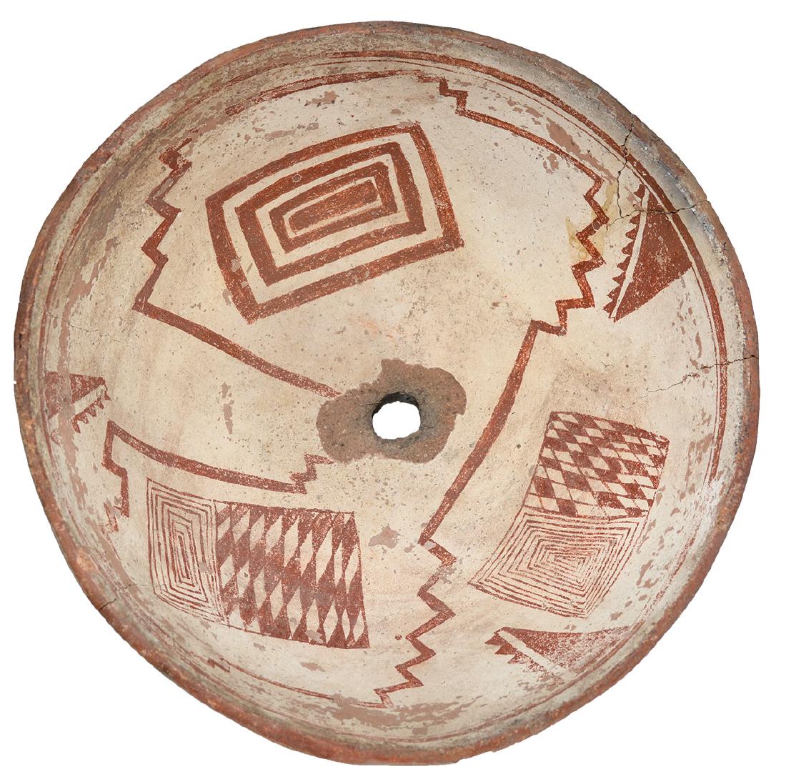 8 11/16" D. Mimbres Picture Bowl.  NM.  Red paint, Rug (1 of 4)