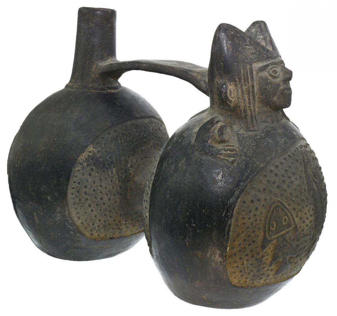 9 1/2" L. Double Chambered Effigy Vessel.  Peru. Ex-Tom (1 of 4)